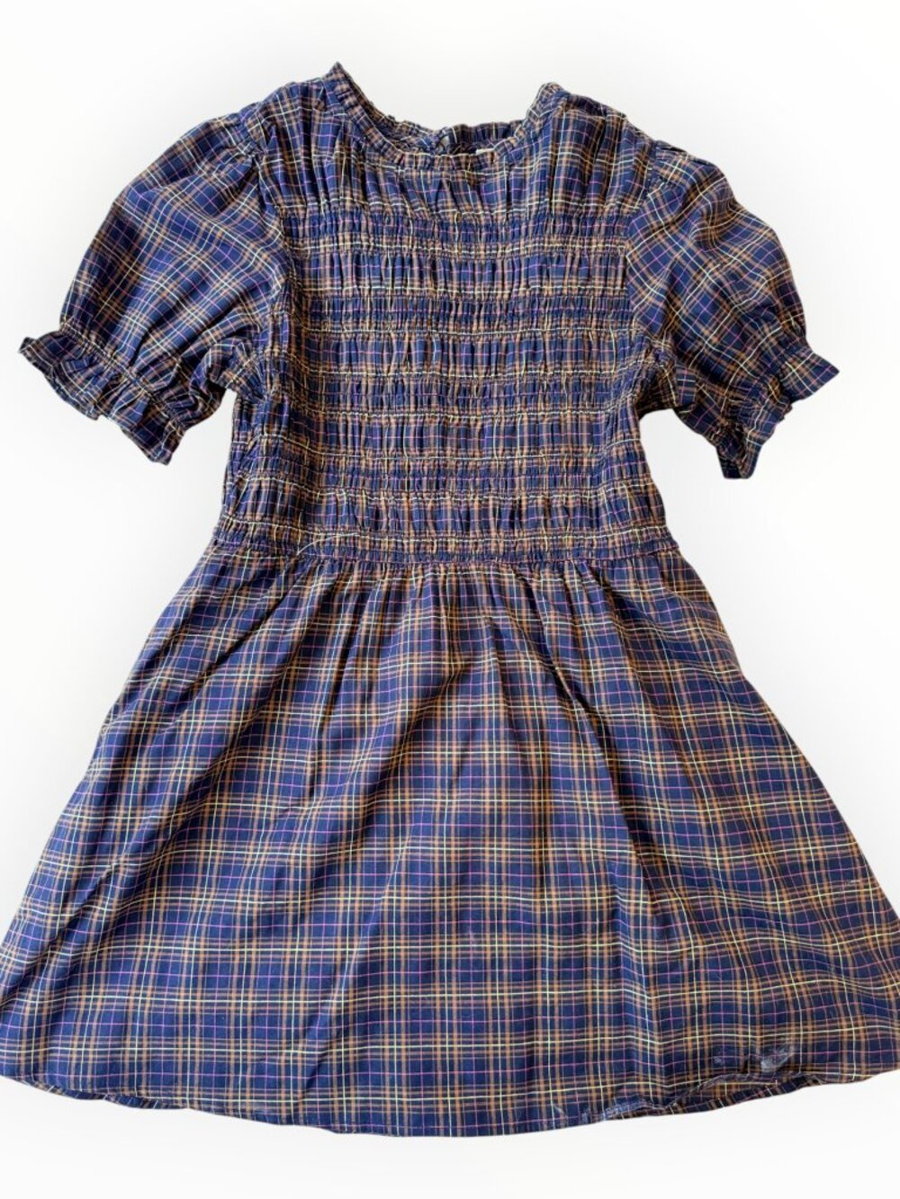 Sunday Edition Plaid Smocked Puff Sleeve Dress Small Cottagecore